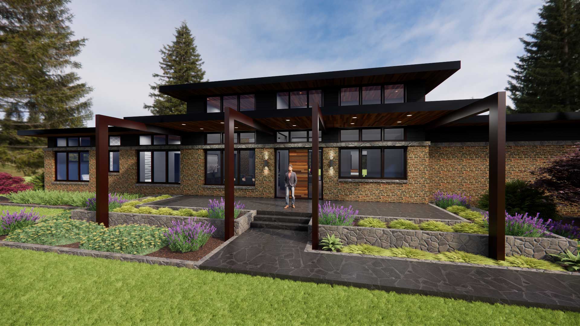 mid-century modern prairie style home